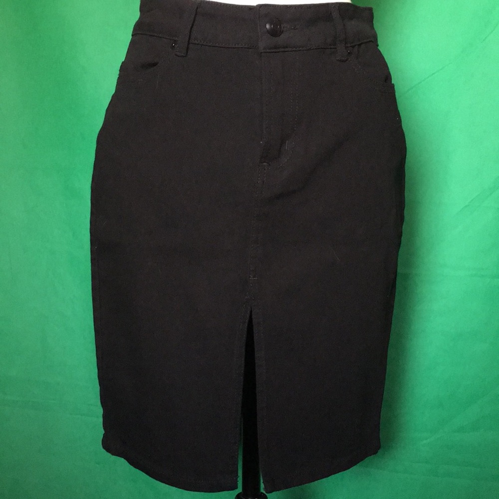 Adam Levine Front Kick Pleat Denim Skirt
